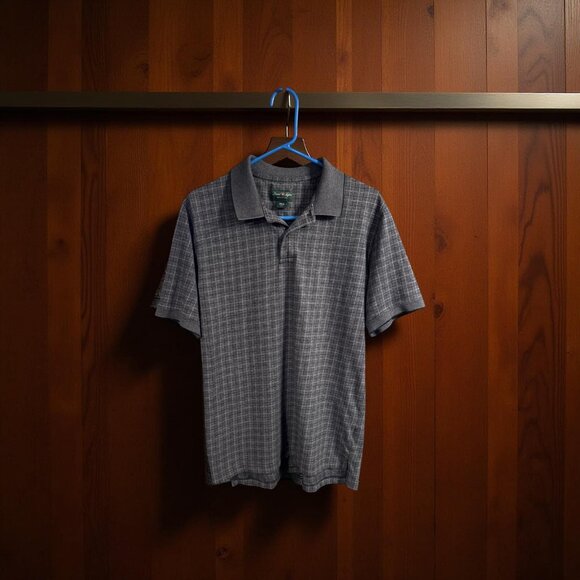 David Taylor Collection Mens Gray Plaid Polo Shirt M - Picture 4 of 5